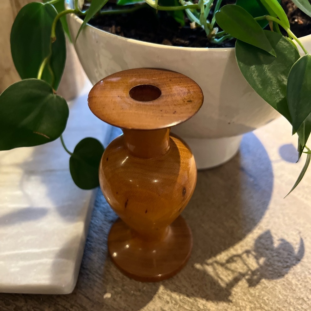 Vintage 5” Oregon Myrtlewood Bud Vase Hand Turned Wood A Poem In Wood Inc - Picture 3 of 7